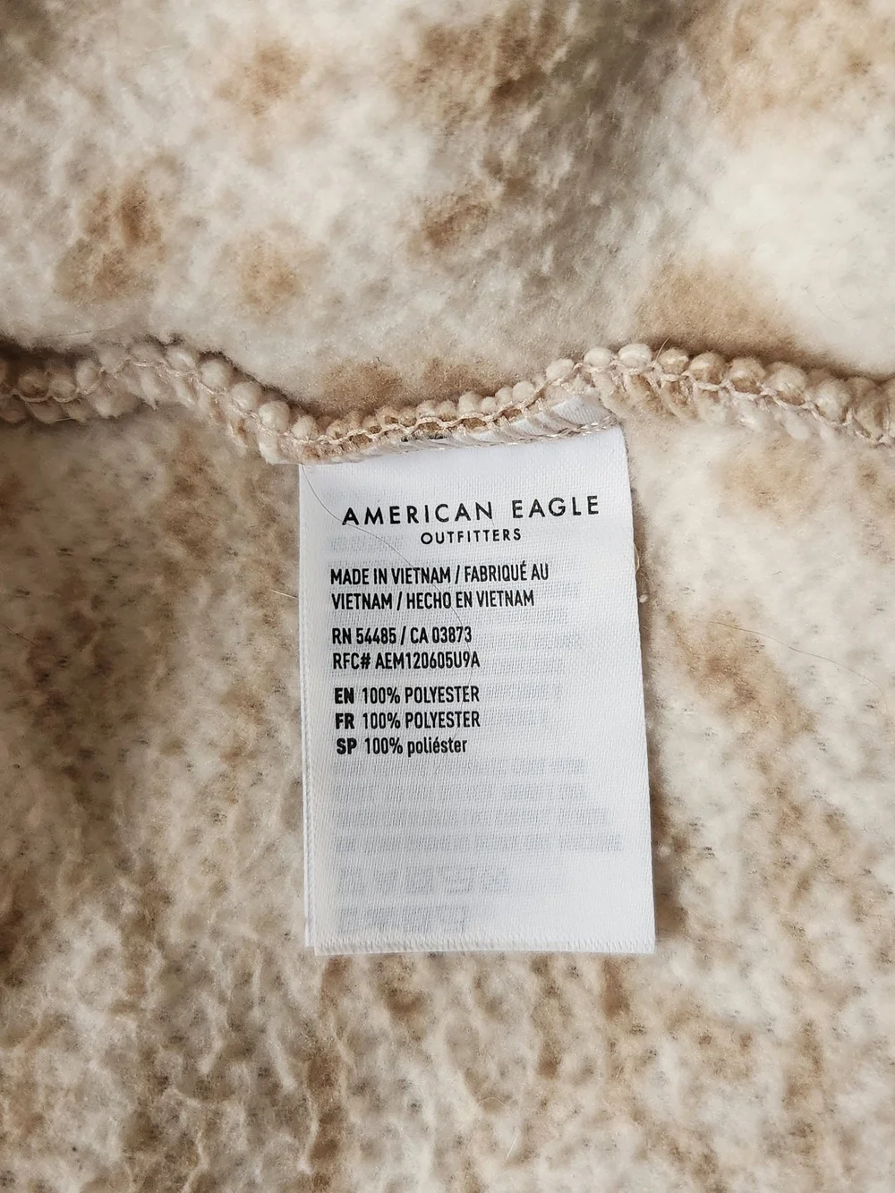 American Eagle Outfitters Cream and Tan Sherpa Quarter-Zip Pullover